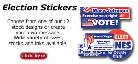 Election labels, election stickers, custom election stickers and stock eleciton stickers.